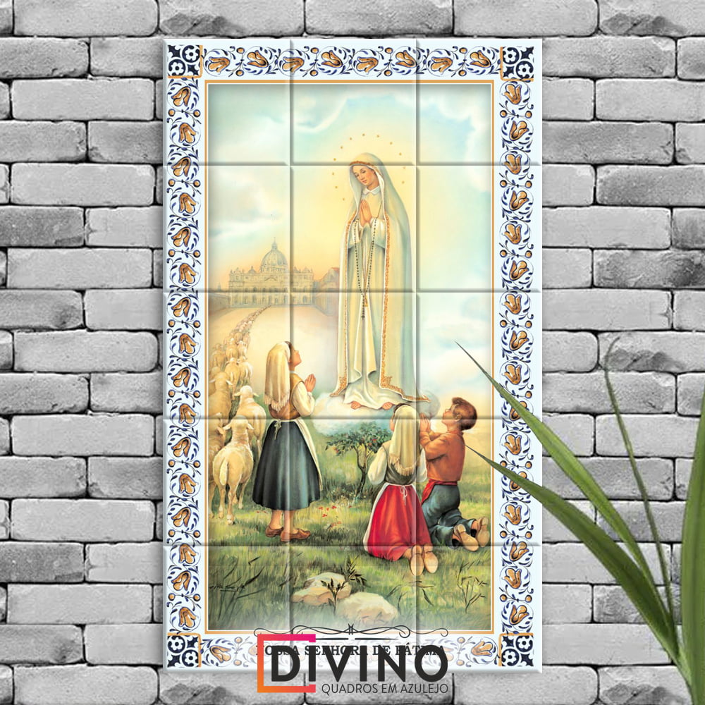 Quadro Imagem Nossa Senhora De F Tima Em Azulejo Decorativo Colorido