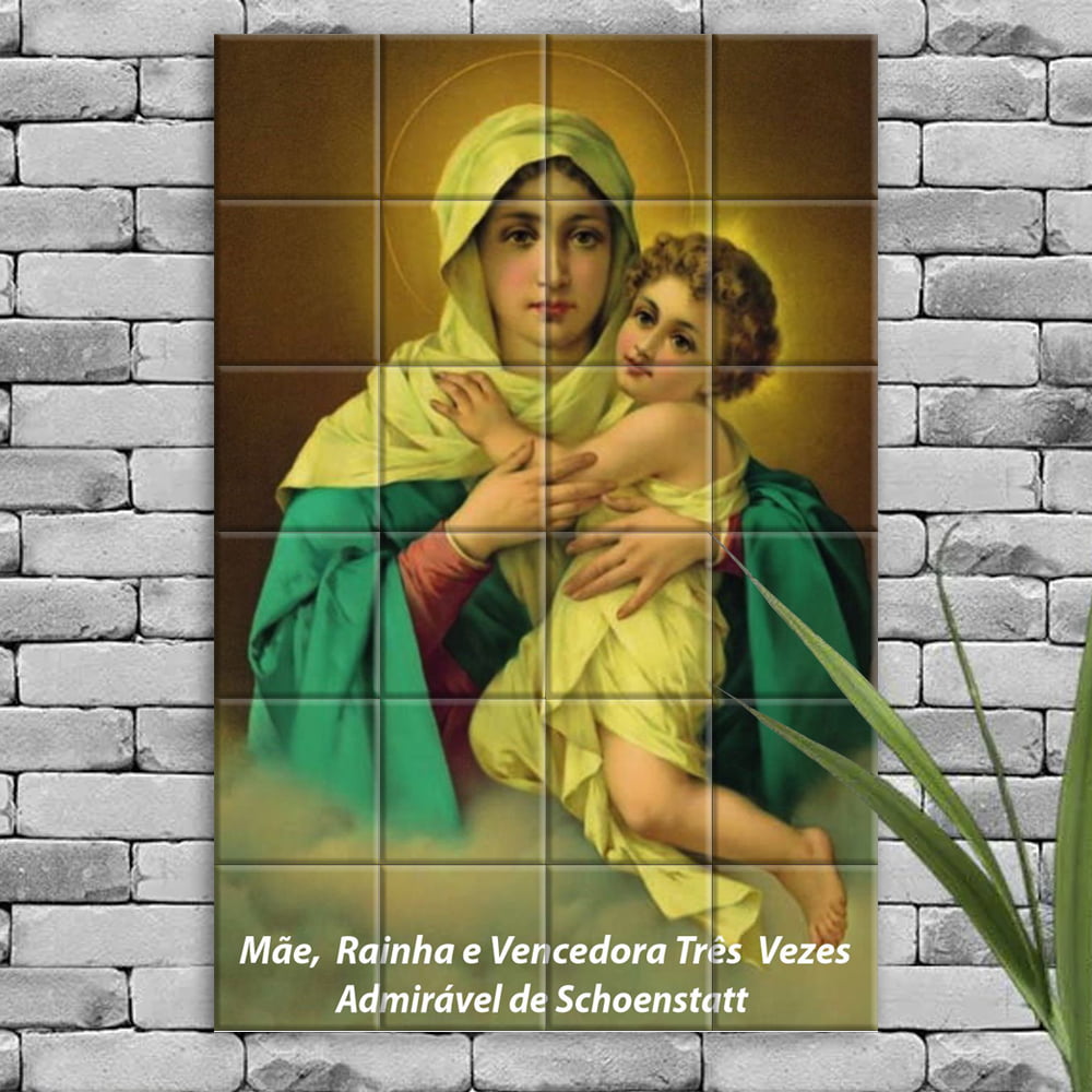 Quadro Imagem M E Rainha De Schoenstatt Em Azulejo Decorativo Colorido