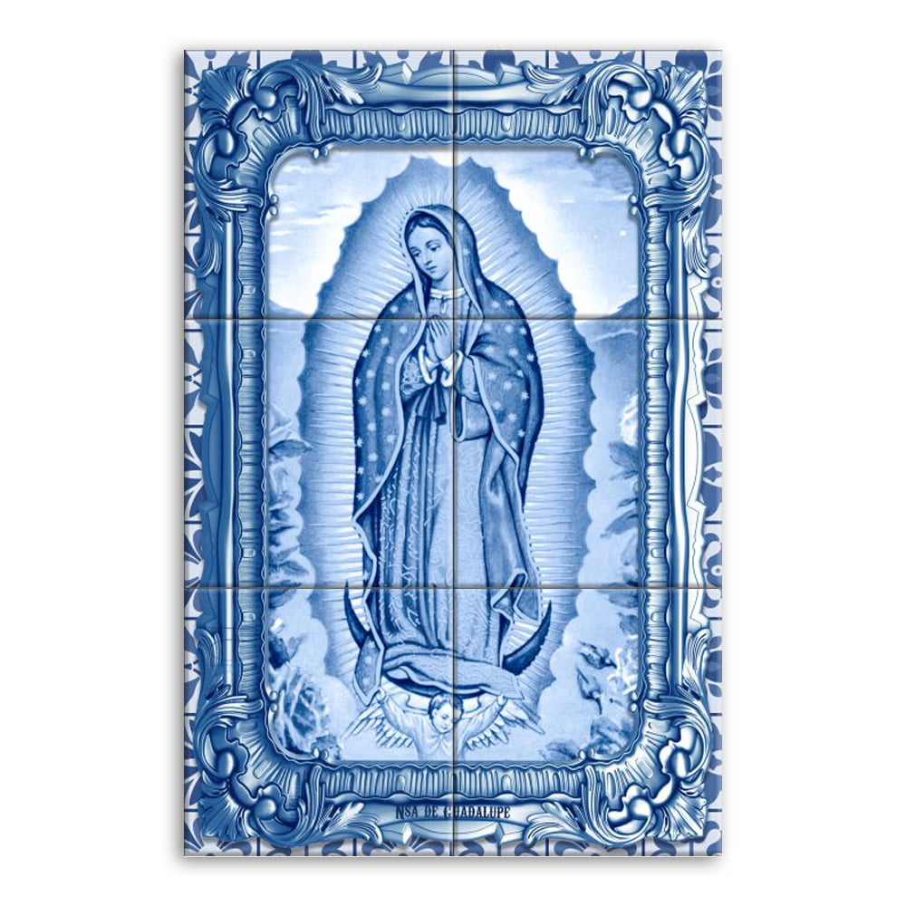 Quadro Imagem Nossa Senhora de Guadalupe em Azulejo Estilo Português Alta Durabilidade - 50 anos