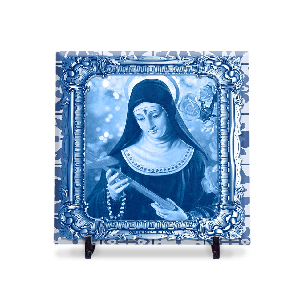 Azulejo Personalizado Santa Rita de Cássia Est. Portugues 20x20 Suporte Porta-Ret. 