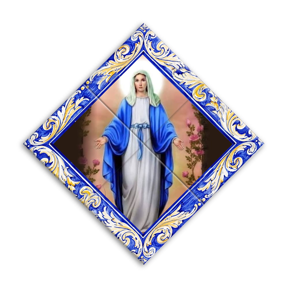 Quadro Imagem Nossa Senhora das Graças em Azulejo Decorativo Estilo Balão