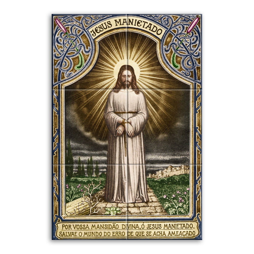 Quadro Imagem Jesus Manietado em Azulejo Decorativo