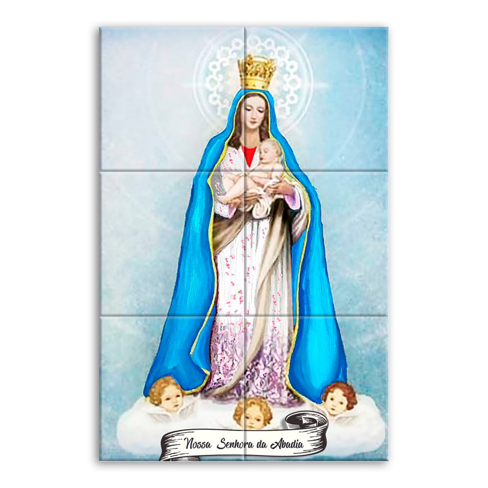 Quadro Imagem Nossa Senhora da Abadia em Azulejo Decorativo Estilo Português