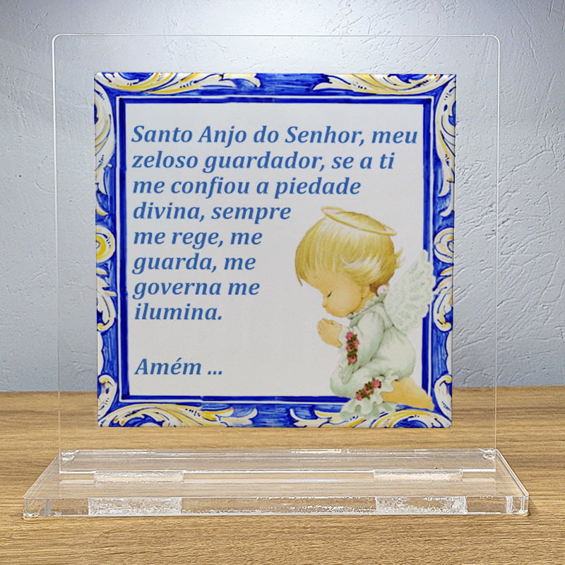 Azulejo personalizado com base em acrílico Oração do Santo Anjo do Senhor