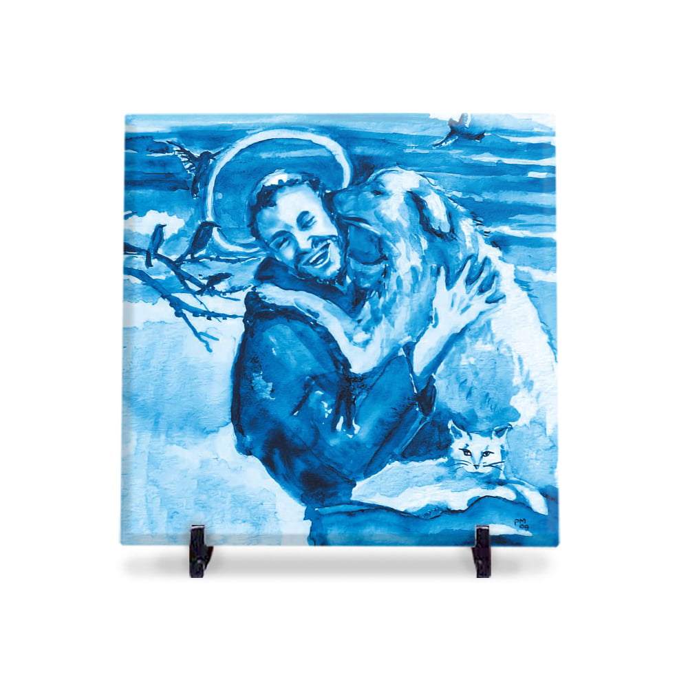 Azulejo Personalizado São Francisco de Assis Est. Portugues 20x20 Suporte Porta-Ret.