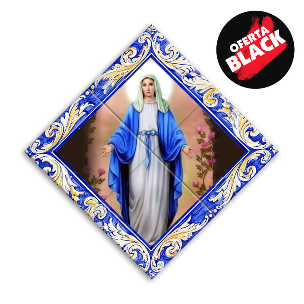 Quadro Imagem Nossa Senhora das Graças em Azulejo Decorativo Estilo Balão