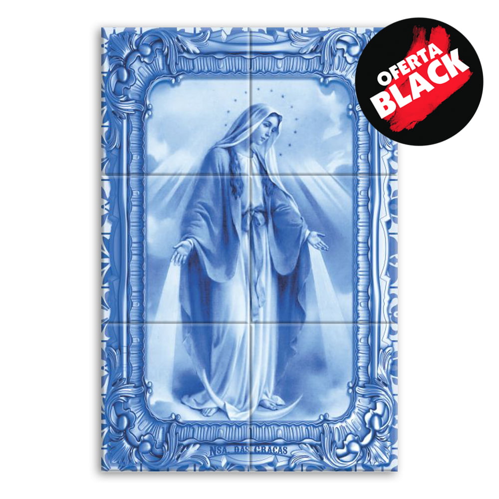 Quadro Imagem Nossa Senhora das Graças em Azulejo Decorativo Estilo Português