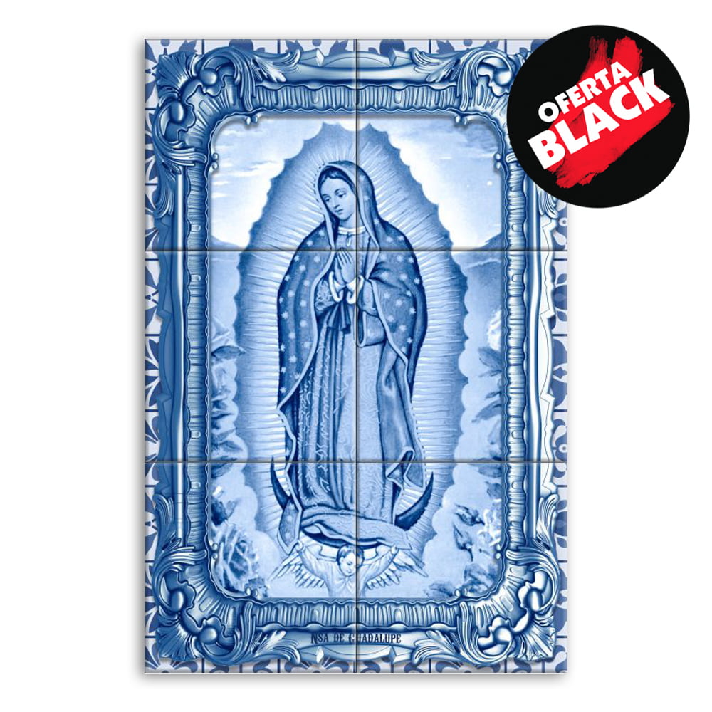 Quadro Imagem Nossa Senhora de Guadalupe em Azulejo Decorativo Estilo Português