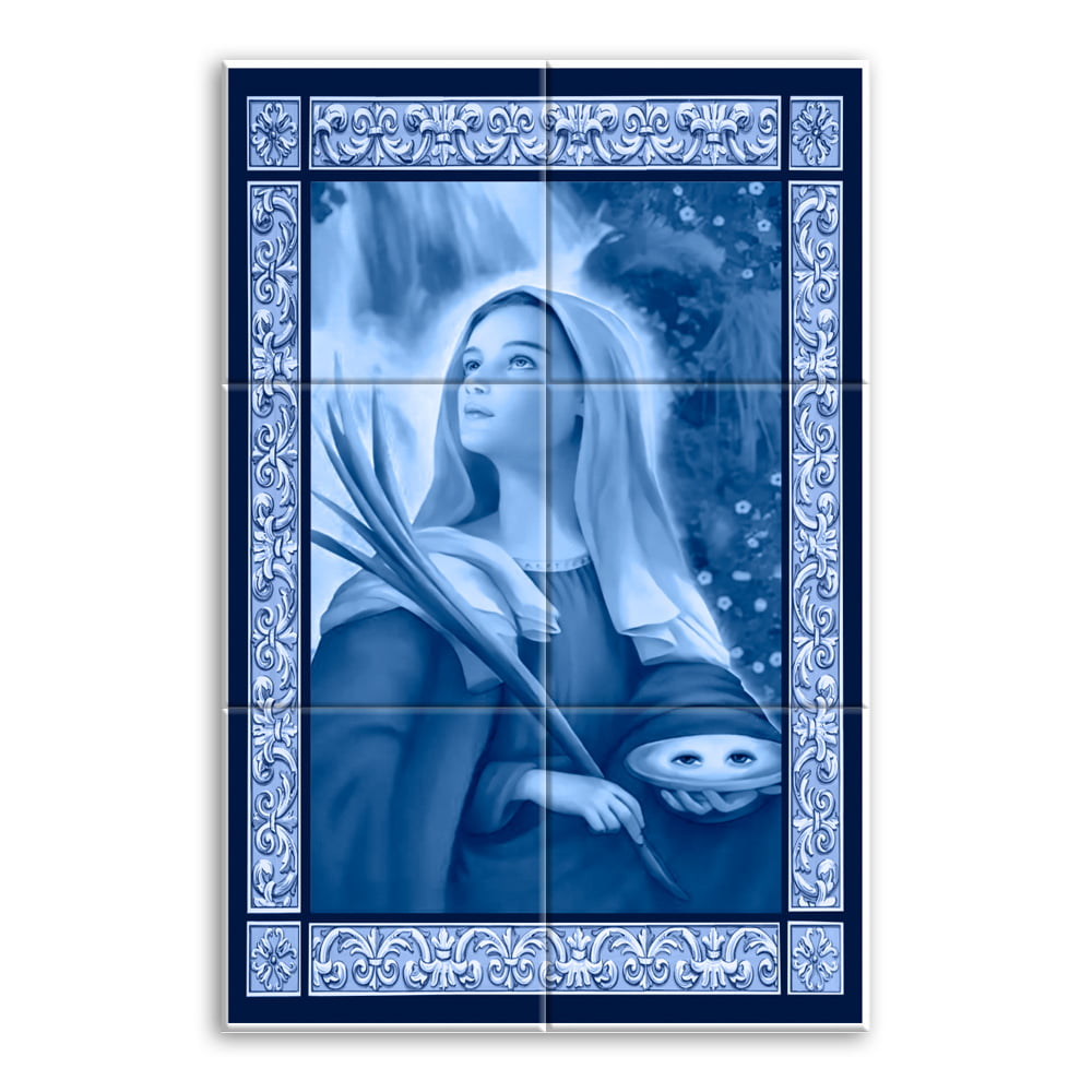 Quadro Imagem Santa Luzia em Azulejo Decorativo Estilo Português