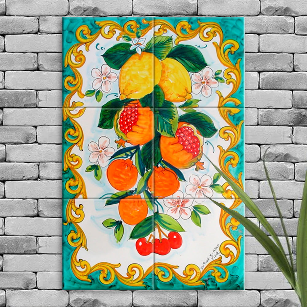 Quadro Painel Azulejo Portugu S Verde Frutas Divino Quadros Em Azulejo