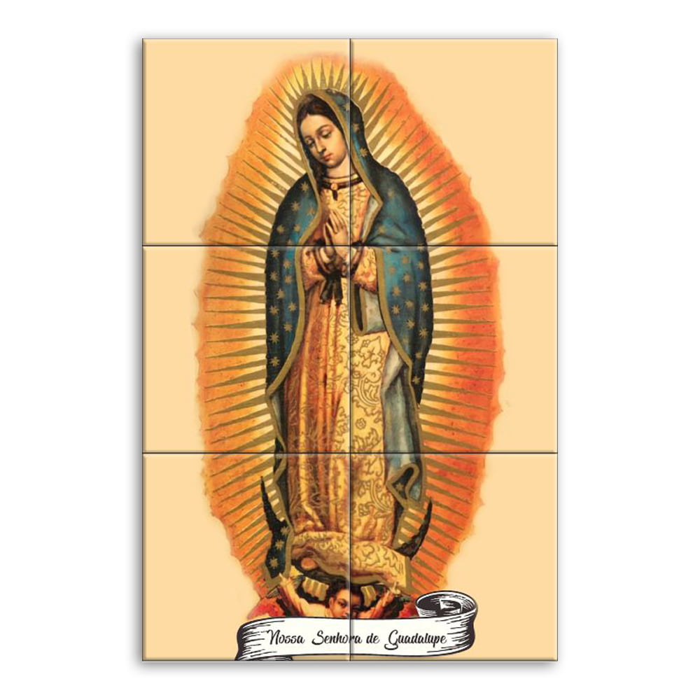 Quadro Imagem Nossa Senhora de Guadalupe em Azulejo Decorativo Colorido