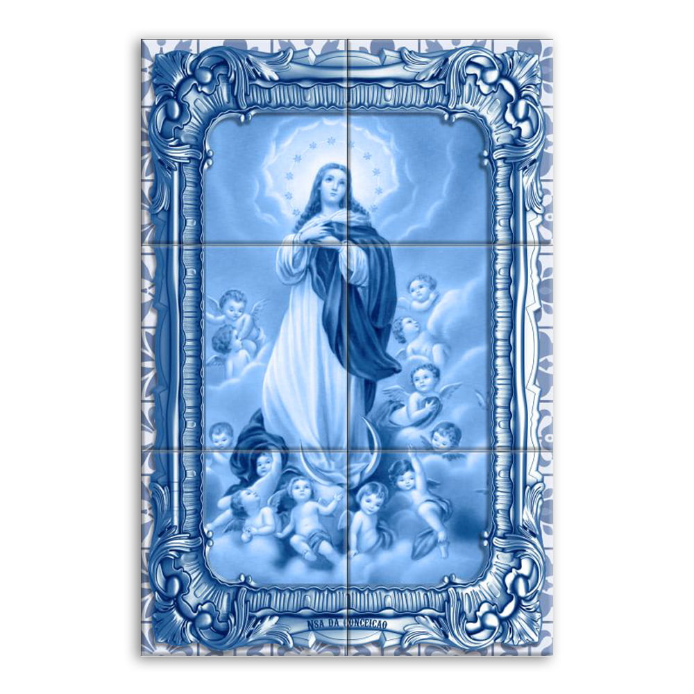 Quadro Imagem Nossa Senhora da Conceição em Azulejo Decorativo Estilo Português