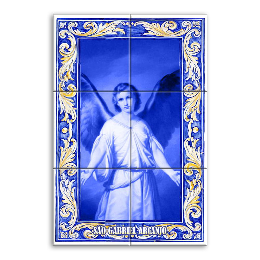 Quadro Imagem São Gabriel Arcanjo em Azulejo Decorativo Estilo Português