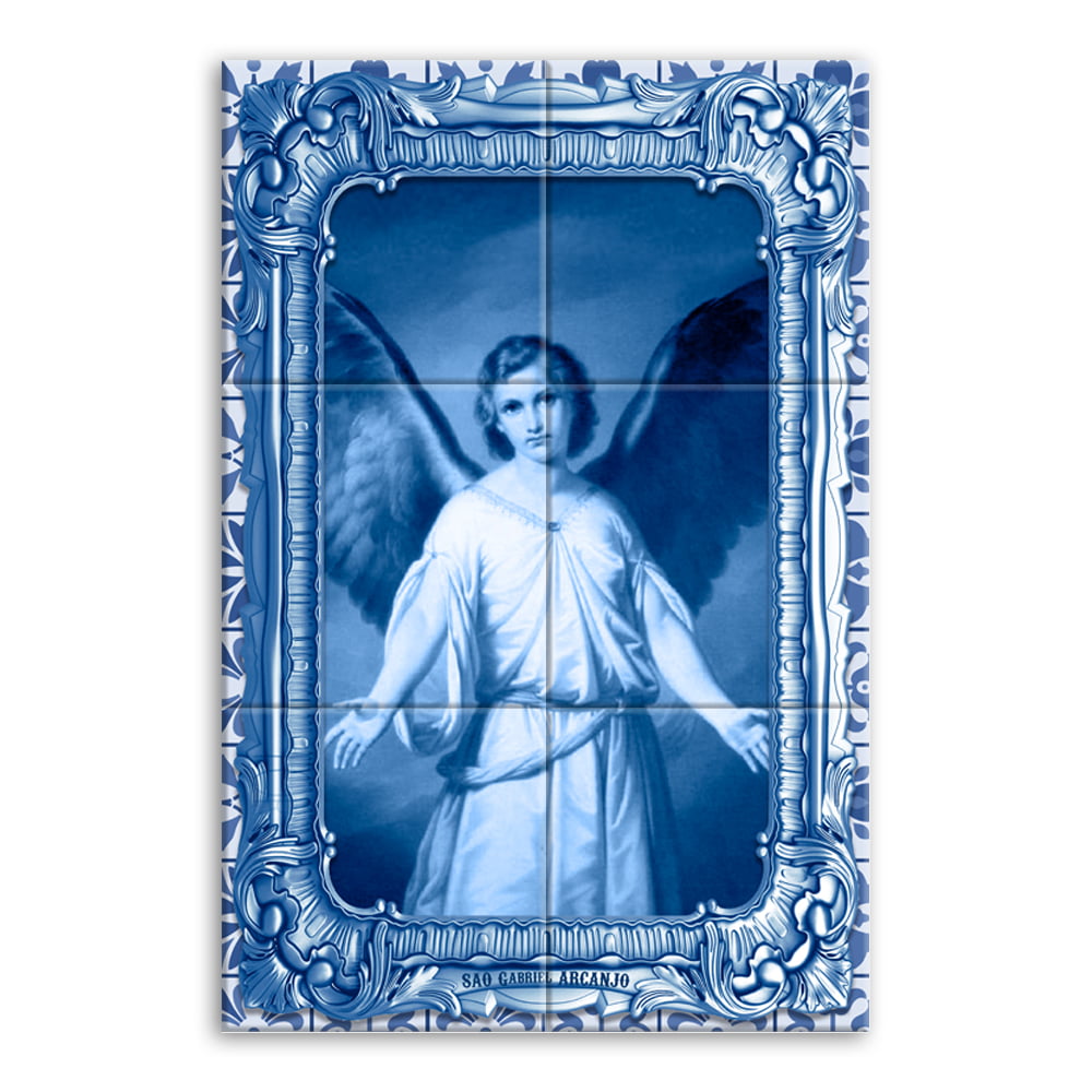 Quadro Imagem São Gabriel Arcanjo em Azulejo Decorativo Estilo Português