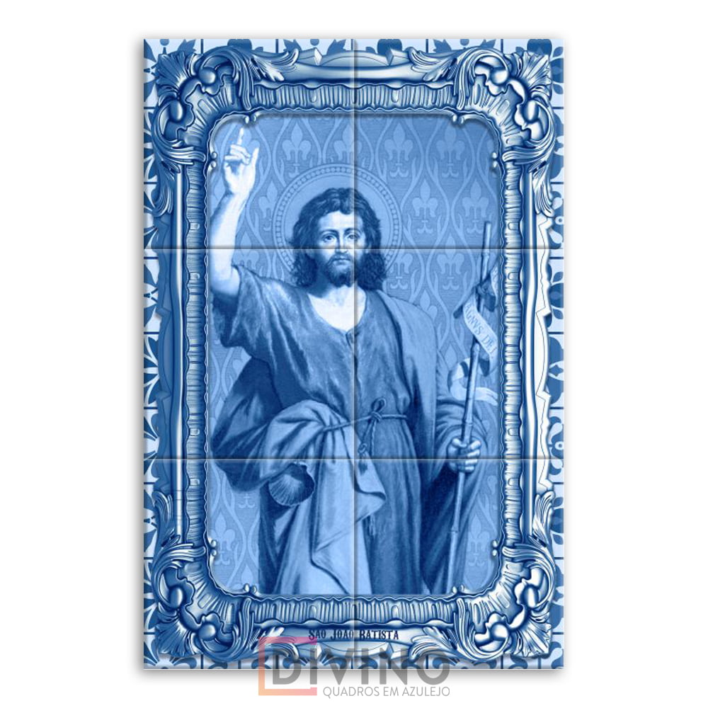 Quadro Imagem São João Batista em Azulejo Decorativo Estilo Português