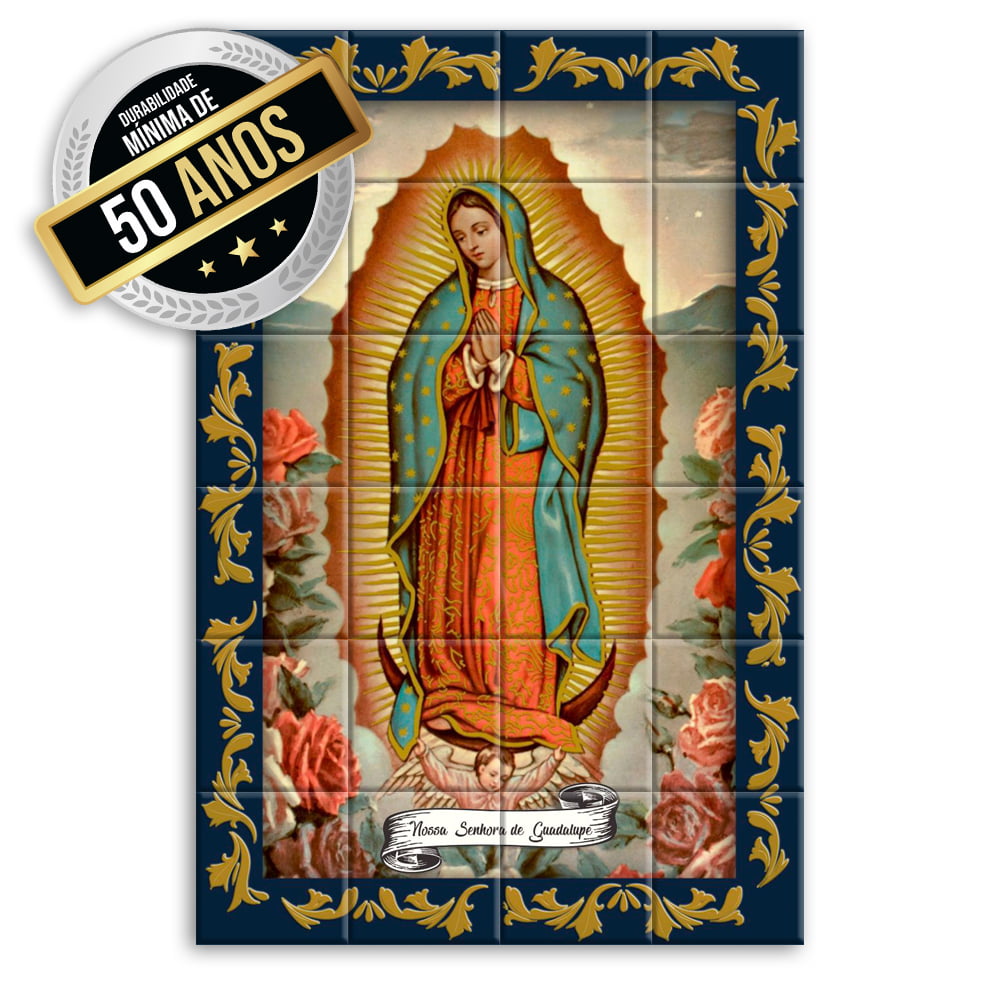 Quadro Imagem Nossa Senhora de Guadalupe em Azulejo Durabilidade de 50 anos