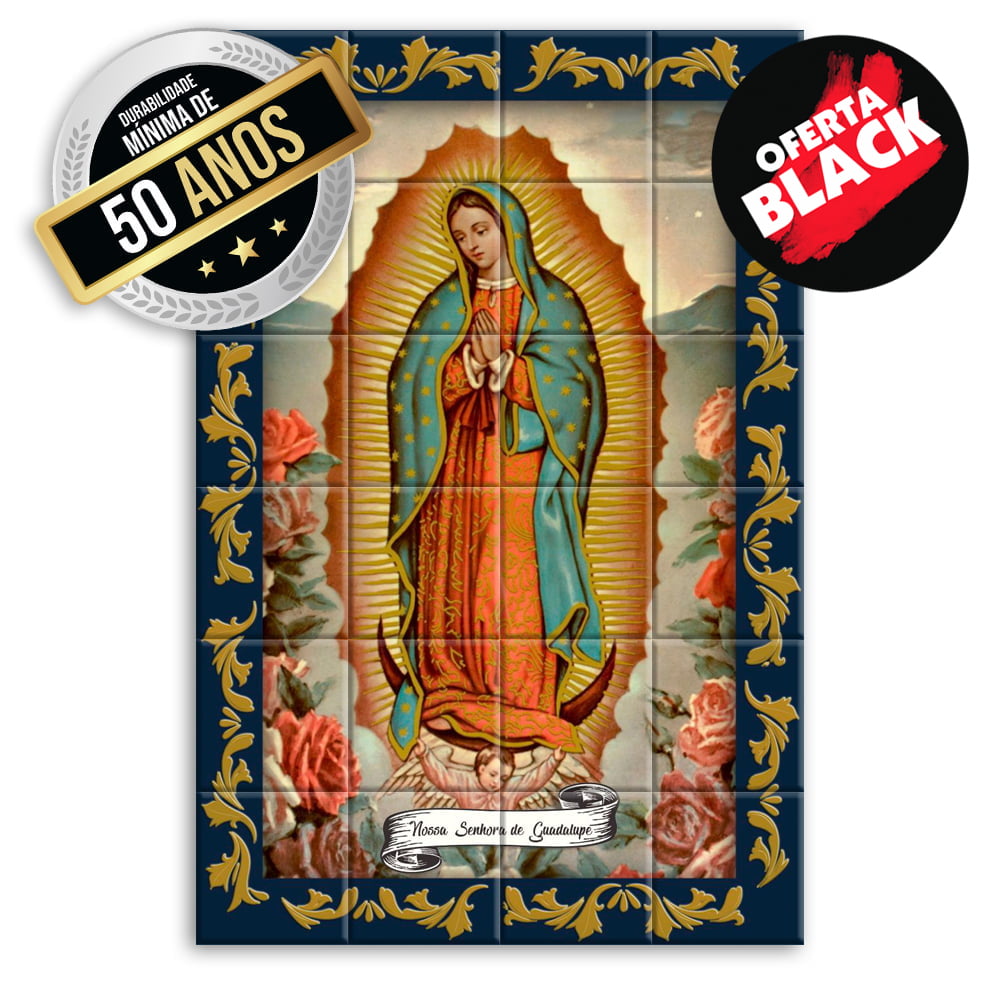 Quadro Imagem Nossa Senhora de Guadalupe em Azulejo Durabilidade de 50 anos