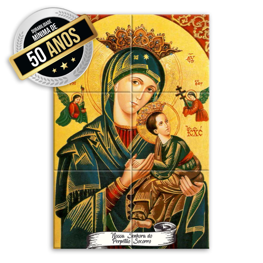 Quadro Imagem Nossa Senhora do Perpétuo Socorro em Azulejo Alta Durabilidade