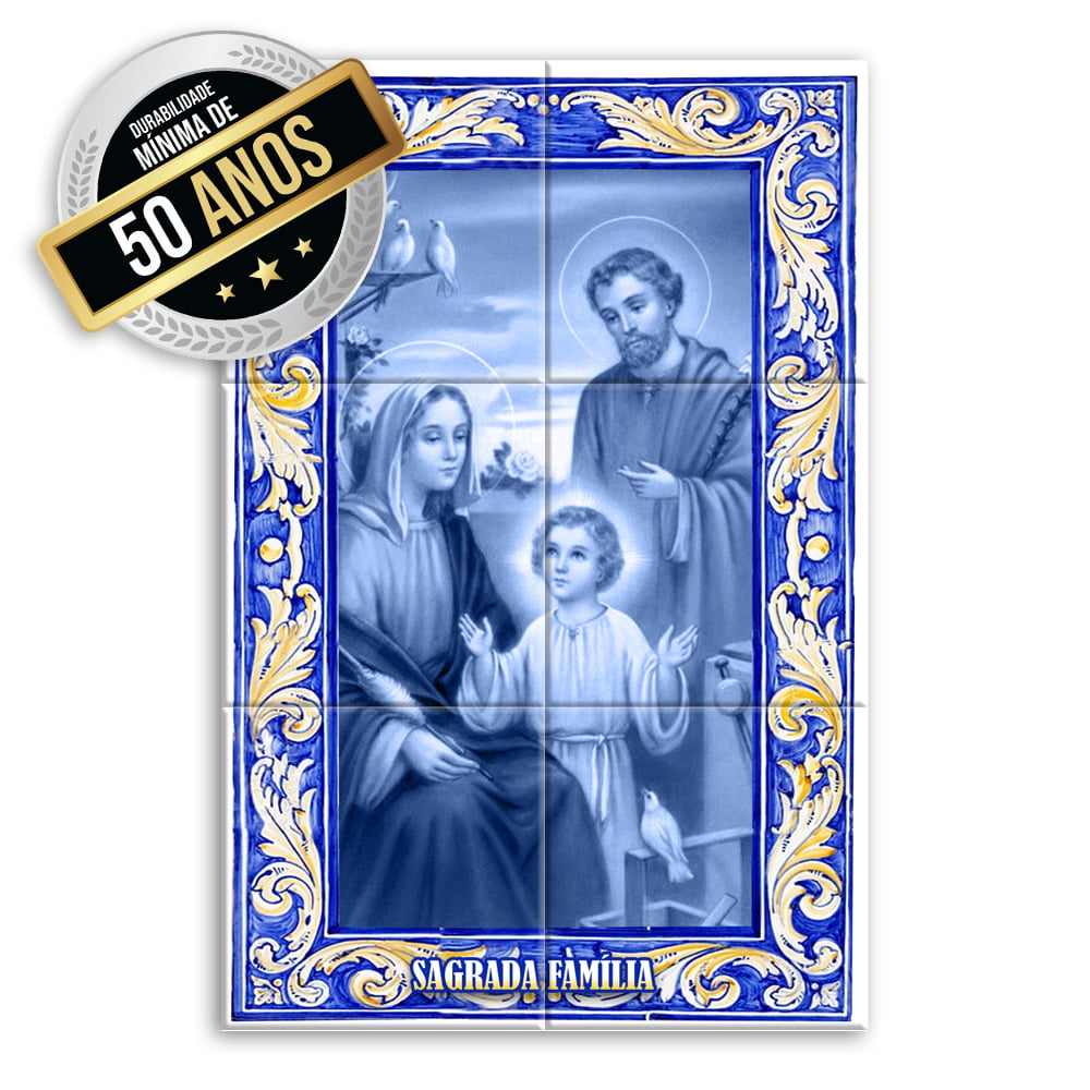 Quadro Imagem Sagrada Família em Azulejo Português Durabilidade media de 50 anos