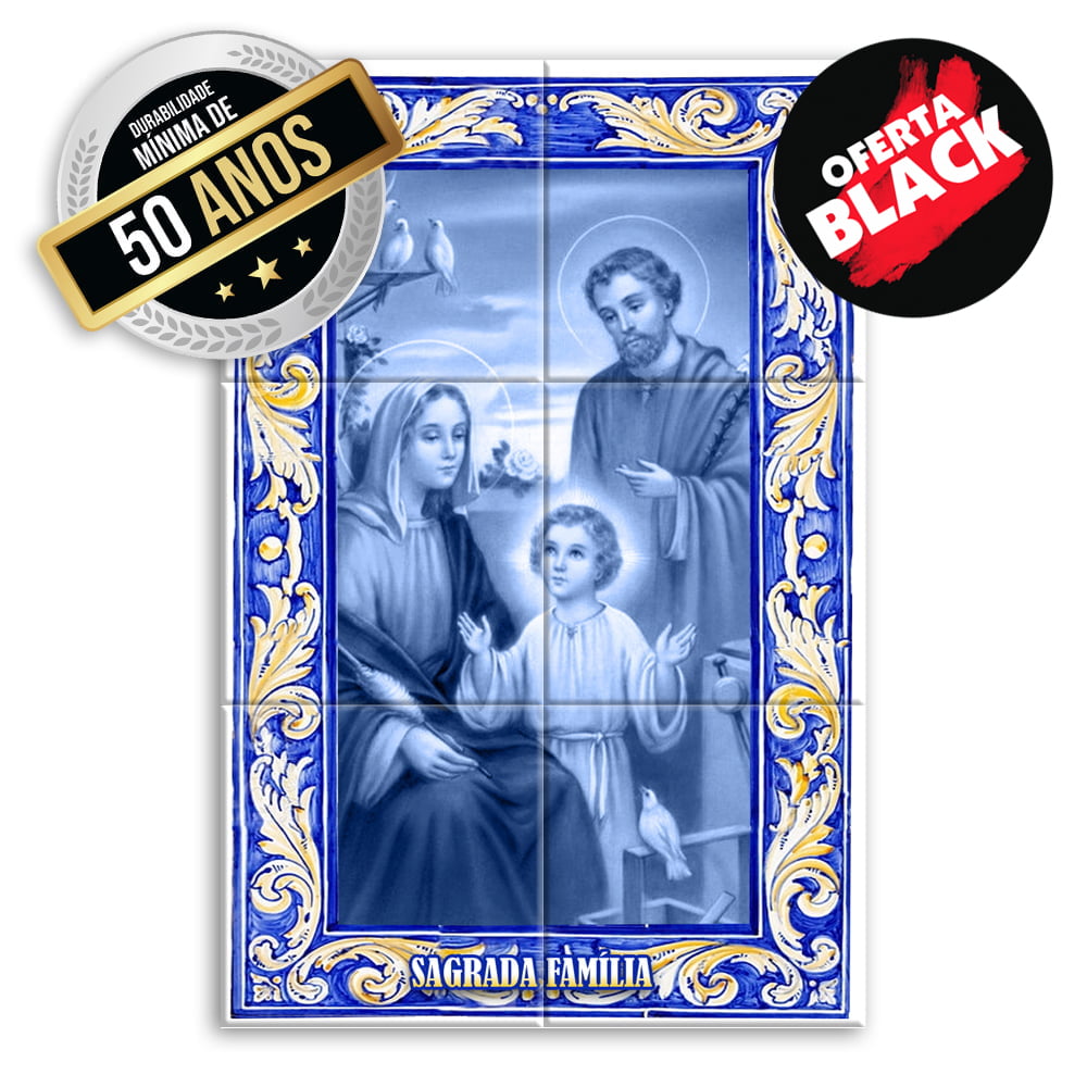 Quadro Imagem Sagrada Família em Azulejo Português Durabilidade media de 50 anos