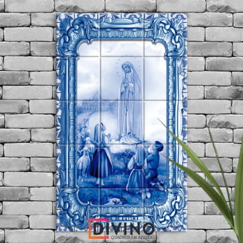 Quadro Imagem Nossa Senhora de Fátima em Azulejo Decorativo Estilo Português