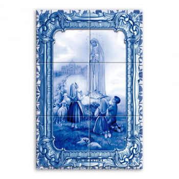 Quadro Imagem Nossa Senhora de Fátima em Azulejo Decorativo Estilo Português 1