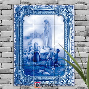 Quadro Imagem Nossa Senhora de Fátima em Azulejo Decorativo Estilo Português 1