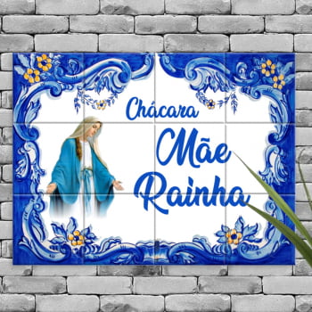 Quadro Imagem Personalizado Chácara Sítio Fazenda Condomínio em Azulejo Queimado a Forno Estilo Português