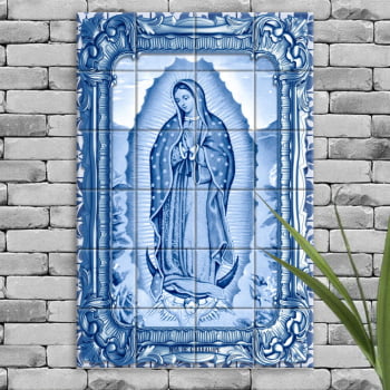 Quadro Imagem Nossa Senhora de Guadalupe em Azulejo Estilo Português Alta Durabilidade - 50 anos