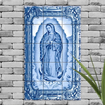 Quadro Imagem Nossa Senhora de Guadalupe em Azulejo Estilo Português Alta Durabilidade - 50 anos