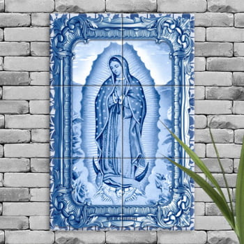 Quadro Imagem Nossa Senhora de Guadalupe em Azulejo Estilo Português Alta Durabilidade - 50 anos