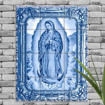 Quadro Imagem Nossa Senhora de Guadalupe em Azulejo Estilo Português Alta Durabilidade - 50 anos