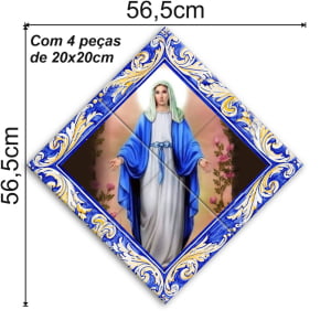 Quadro Imagem Nossa Senhora das Graças em Azulejo Alta Durabilidade Estilo Balão