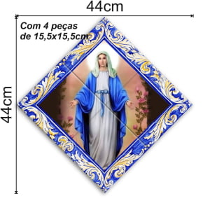 Quadro Imagem Nossa Senhora das Graças em Azulejo Alta Durabilidade Estilo Balão