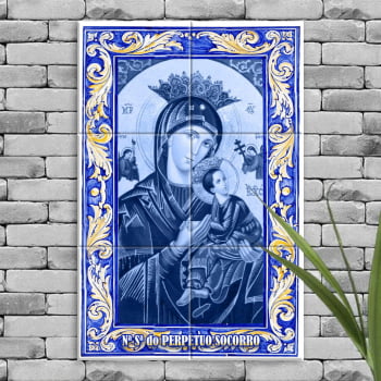 Quadro Imagem Nossa Senhora do Perpétuo Socorro em Azulejo Alta Durabilidade Estilo Português