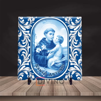 Quadro Santo Antonio Azulejo 20x20 Suporte