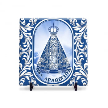 Quadro Nsa Aparecida Azulejo Est. Portugues 20x20 Suporte!