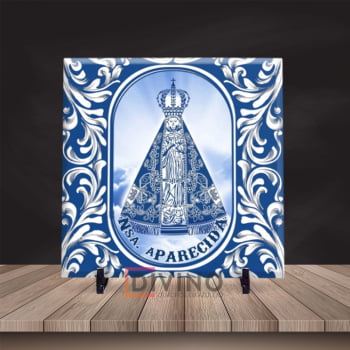 Quadro Nsa Aparecida Azulejo Est. Portugues 20x20 Suporte!