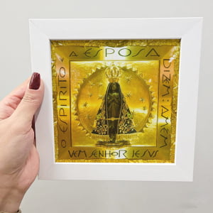 Quadro Nicho Nossa Senhora Aparecida Azulejo  Suporte Lindo!