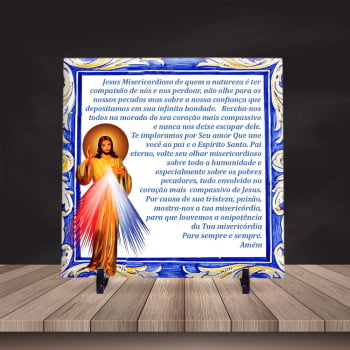 Azulejo Personalizado Oração Jesus Misericordioso Est. Português 20x20 Suporte Porta-Ret.