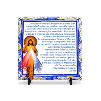 Azulejo Personalizado Oração Jesus Misericordioso Est. Português 20x20 Suporte Porta-Ret.