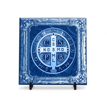 Azulejo Personalizado Medalha de São Bento Est. Portugues 20x20 Suporte Porta-Ret.