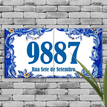 Número Residencial de Casa em Azulejo Azul Português