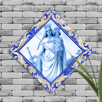 Quadro Imagem Nossa Senhora da Penha em Azulejo Decorativo Estilo Balão