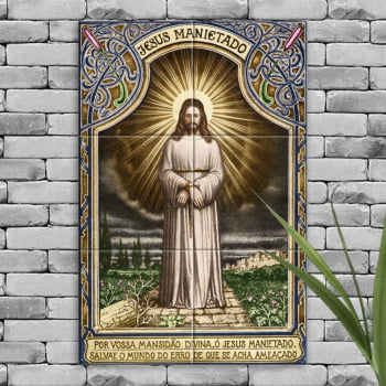 Quadro Imagem Jesus Manietado em Azulejo Decorativo