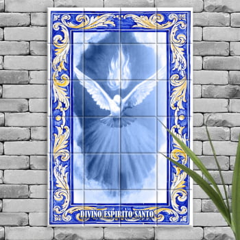 Quadro Imagem Divino Espirito Santo em Azulejo Decorativo Estilo Português