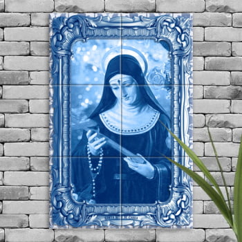 Quadro Imagem Santa Rita de Cássia em Azulejo Decorativo Estilo Português