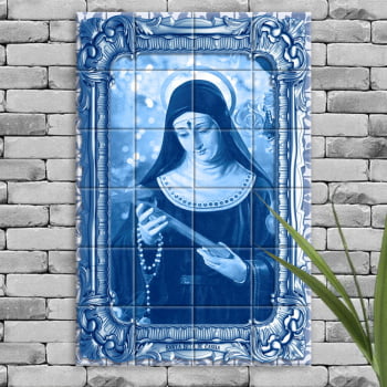 Quadro Imagem Santa Rita de Cássia em Azulejo Decorativo Estilo Português