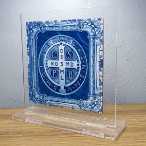 Azulejo personalizado com base em acrílico Medalha de São Bento