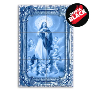 Quadro Imagem Nossa Senhora da Conceição em Azulejo Decorativo Estilo Português